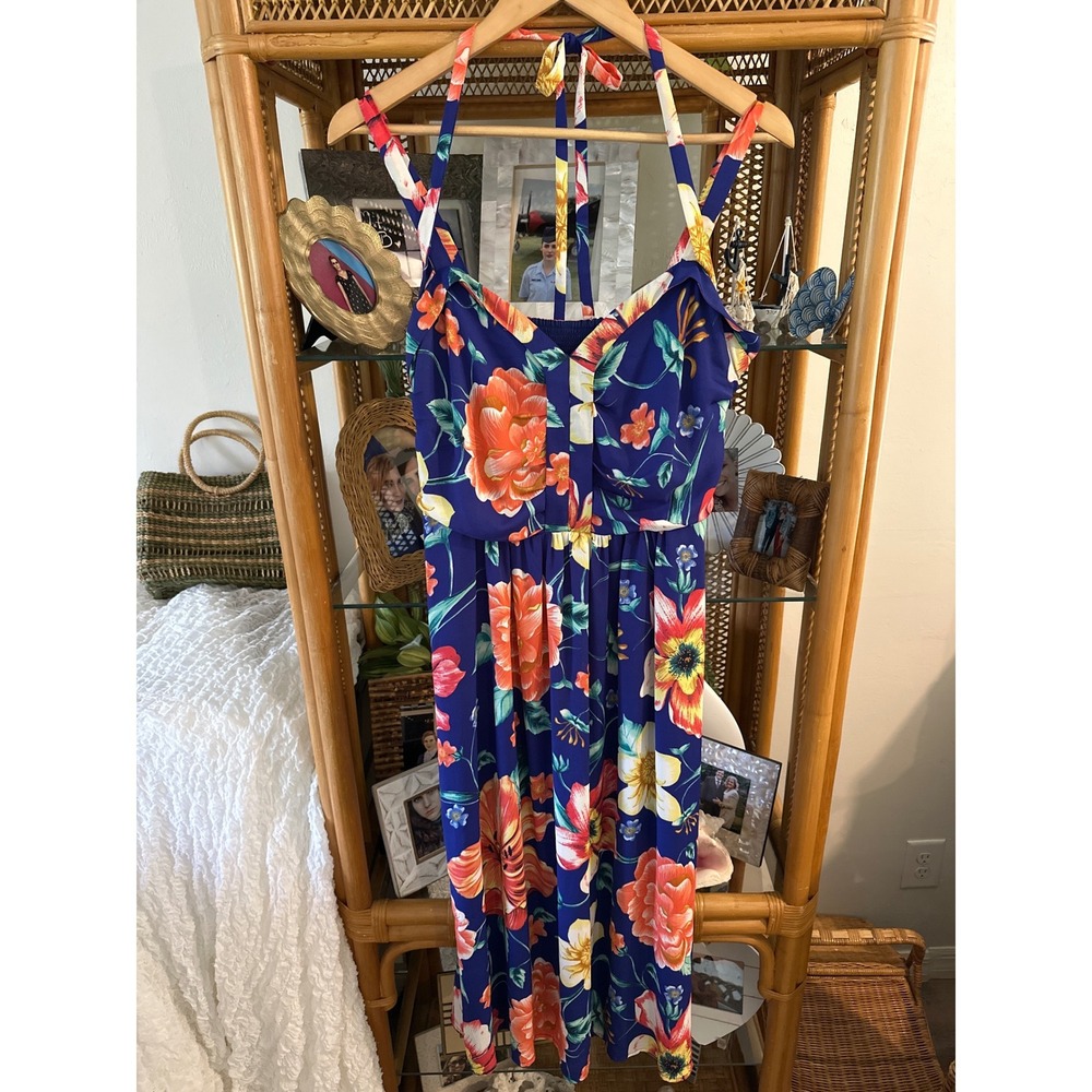 Anthropologie Moulinette Soeurs Annona Blue Floral MidiSize 14 - Picture 4 of 16